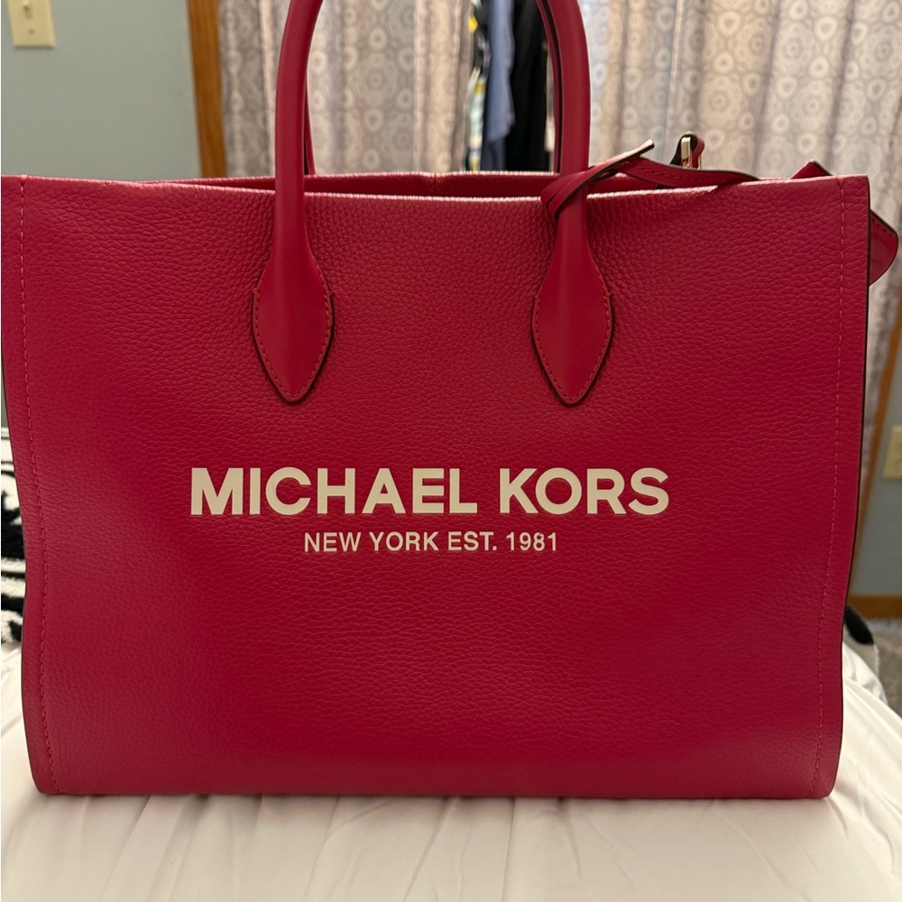 Michael Kors Pink Structured Leather Tote